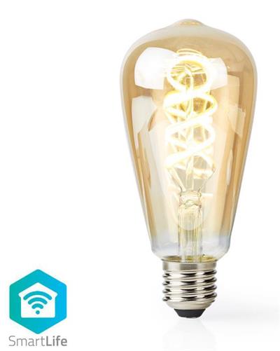 Chytrá LED žárovka s vláknem NEDIS WIFILT10GDST64, Wi-Fi, 5.5W, 350lm, E27, teplá bílá/studená bílá