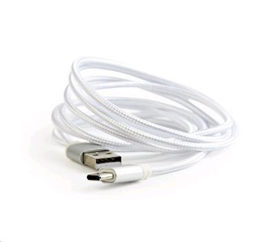 Kabel CABLEXPERT USB 2.0 AM na Type-C kabel (AM/CM), 2m, opletený, šedo-bílý, blister, PREMIUM QUALITY