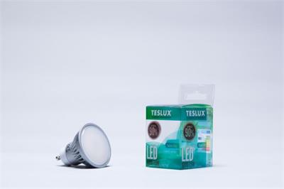 LED žárovka TESLUX, patice GU10, 7,5W, teplá bílá