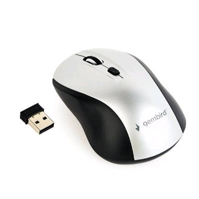 Myš GEMBIRD MUSW-4B-02-BS, černo-stříbrná, bezdrátová, USB nano receiver